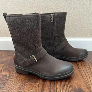 UGG Australia Robbie Women’s Size 6 Brown Leather Wool 1016377 Zipper Waterproof